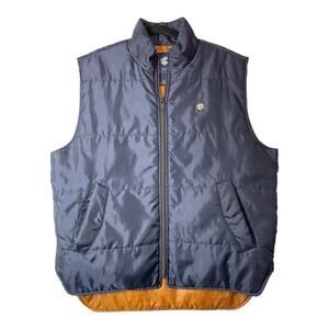 Rocawear Classic Mens Vest Lightweight Puffer Navy Blue Brown Large